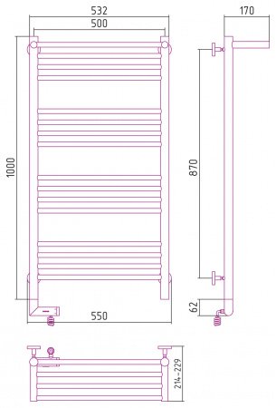 Полотенцесушитель электрический Сунержа Богема с полкой 2.0 100х50 состаренная бронза, подключение левое