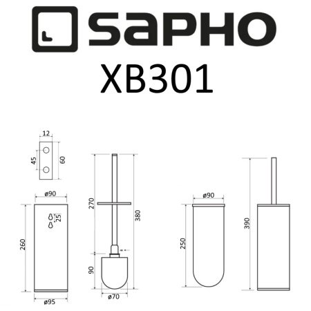 Ершик Sapho X-ROUND BLACK XB301 черный