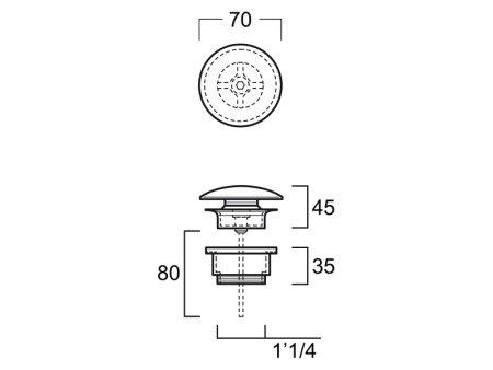 Донный клапан для раковин без перелива Simas PLCE белый