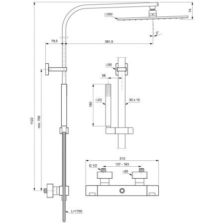 Душевая стойка Ideal Standard  CERATHERM C100 A7542AA хром
