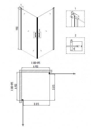 Душевой угол Niagara NG- 6603-08 90x90x190 профиль хром, стекло прозрачное
