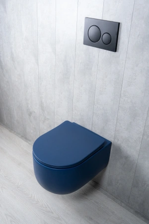 Унитаз подвесной безободковый GID Tr2133TF-BUM синий матовый, с сиденьем микролифт