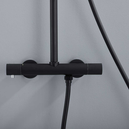 Душевая стойка с термостатом Vincea Desire VSFS-1D0TMB черный матовый