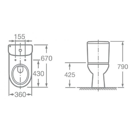 Унитаз-компакт с горизонтальным выпуском Roca Access 34P23800Y с сиденьем микролифт