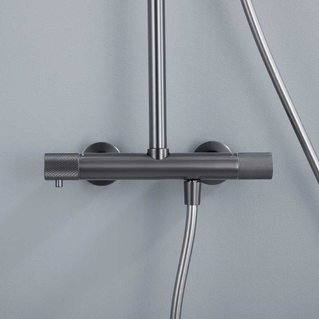 Душевая стойка с термостатом Vincea Desire VSFS-1D0TGM вороненая сталь