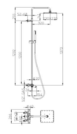 Душевая стойка с термостатом Bossini Cosmo L10403.1.030 хром
