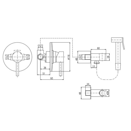 Гигиенический душ со смесителем Rav Slezak Seina SE942/1, хром