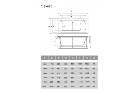 Ванна акриловая Vayer Savero Гл000010837, 170x70