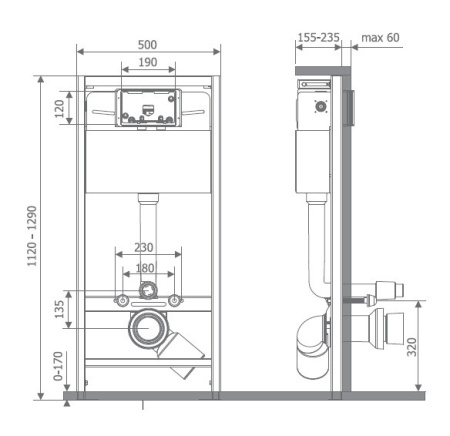 Инсталляция для подвесного унитаза Elsen EIN500.1120