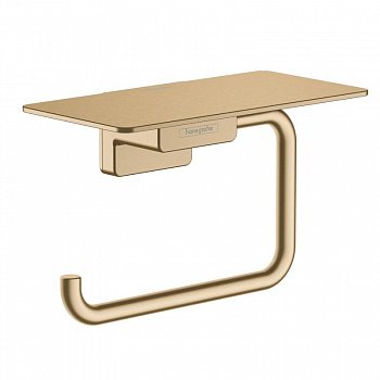 Держатель для туалетной бумаги с полкой для телефона Hansgrohe AddStories 41772140 бронза шлифованная