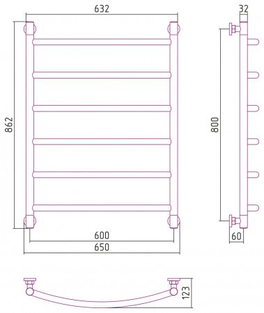 Полотенцесушитель водяной Сунержа Галант+ 80х60 золото