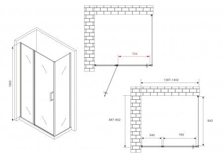 Душевой уголок ABBER Sonnenstrand AG04140S-S90