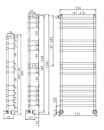 Полотенцесушитель водяной Margaroli Sole 464-11 4644711CRP 1076х535 с полкой, хром