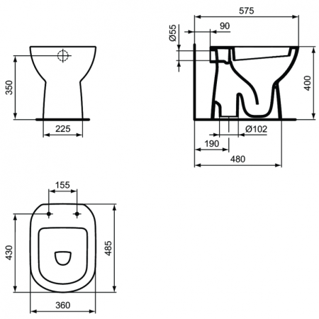 Унитаз приставной Ideal Standard i.life A T467201 без сиденья