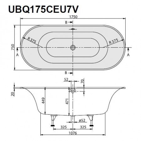 Квариловая ванна Villeroy & Boch Cetus 175х75 UBQ175CEU7V-01 белая