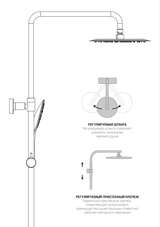 Душевая стойка с термостатом Vincea Next VSFS-1N0TMB черный матовый