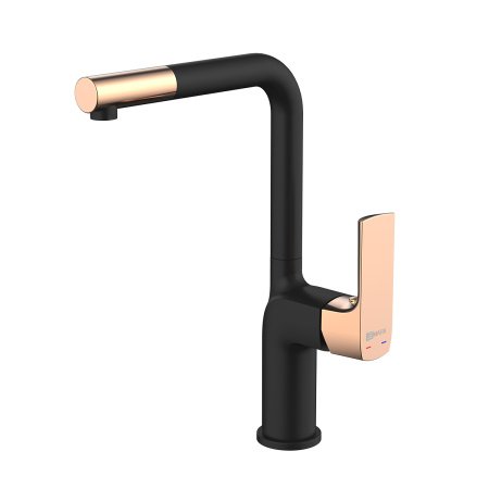 Смеситель для кухни Lemark Ursus LM7205BLR черный матовый/золото