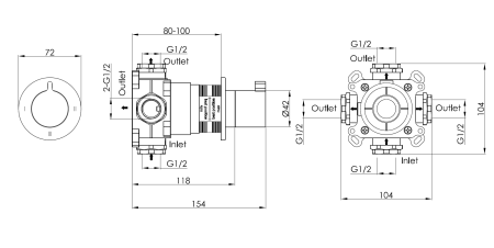 Переключатель для душа на 3 положения с функцией "стоп" Benesque Lumiere 12010603 черный брашированный
