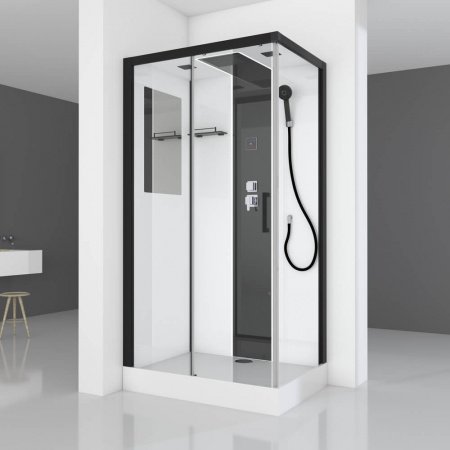 Душевая кабина Black&White G8800 110x80x225 профиль черный матовый, стекло прозрачное