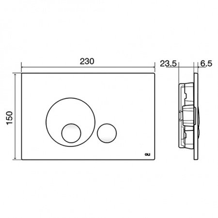 Кнопка смыва для унитазов OLI GLOBE 152952 черный матовый