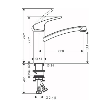 Смеситель для кухни Hansgrohe Focus M41 31806800 нержавеющая сталь