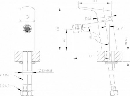 Смеситель для биде Bravat Drop F94898C хром