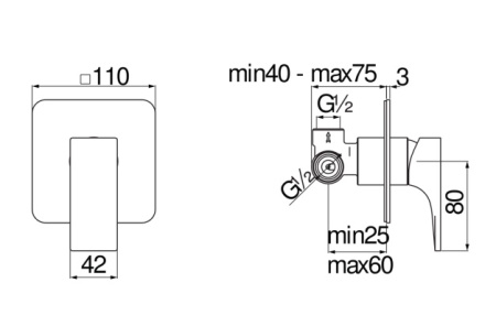 Смеситель для душа Nobili Seven SE124108BM черный матовый