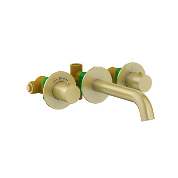 Смеситель для раковины на 3 отверстия Timo Saona 2381/17SM золото матовое
