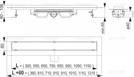 Душевой лоток AlcaPlast APZ106-1050 с опорами