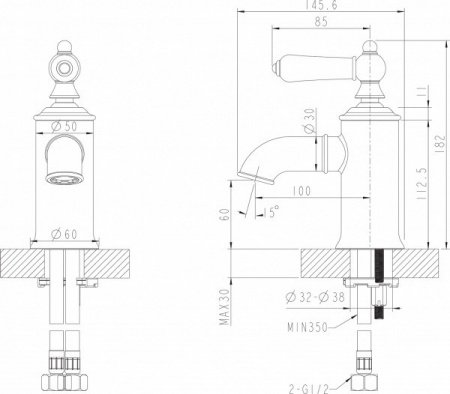 Смеситель для раковины Bravat Art F175109G золото