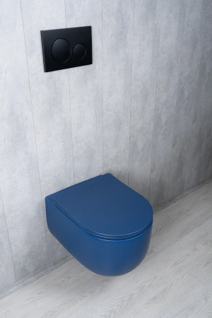 Унитаз подвесной безободковый GID Tr2133TF-BUM синий матовый, с сиденьем микролифт