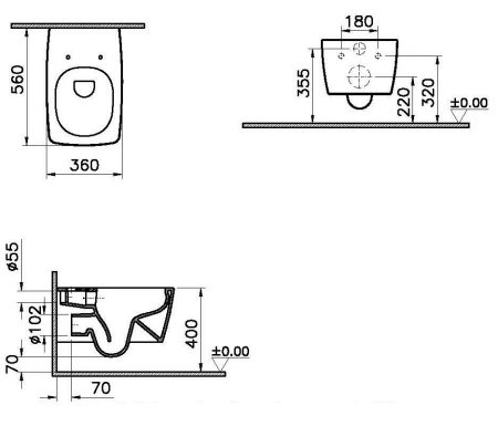 Унитаз подвесной Vitra Metropole 7672B003-0075 без сиденья, белый