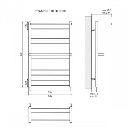 Полотенцесушитель водяной Lemark Pramen LM33810 П10 500x800