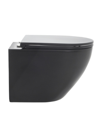 Унитаз подвесной безободковый AQUAme AQM2002MB черный матовый, с сиденьем микролифт