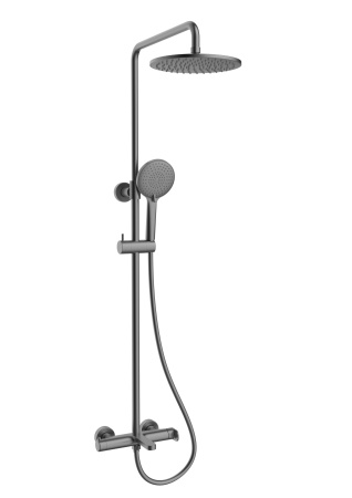 Душевая стойка со смесителем Vincea Rondo VSFS-1R1GM вороненая сталь