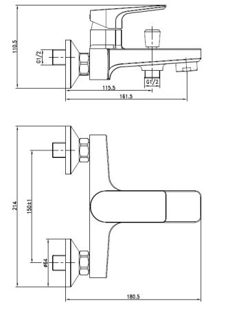 Смеситель для ванны с душем Cersanit NATURE 63064 хром
