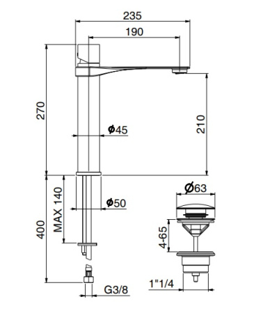 Смеситель для раковины Webert ONE-B NB830402015, хром/сталь