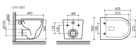 Унитаз подвесной безободковый Ceramica Nova Uno CN11001 белый