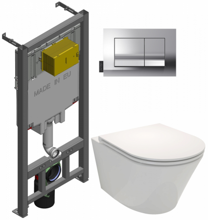 Комплект унитаз с инсталляцией Jacob Delafon Rodin E21749RU-00 кнопка хром