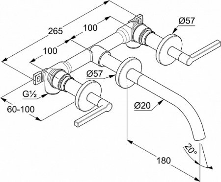 Смеситель для раковины Kludi Nova Fonte 201443915 черный матовый