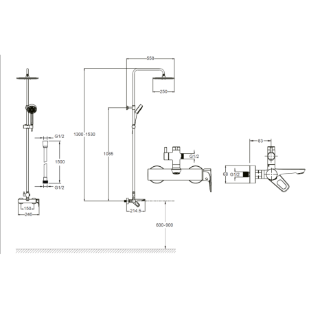 Душевая стойка Jacob Delafon Aleo 2.0 E26809-CP хром