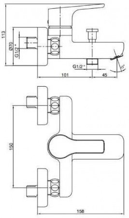 Смеситель для ванны E.C.A Luna 102802450EX золото