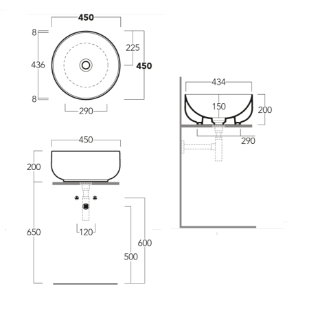 Раковина накладная 45см Simas Baloon BA01 белый