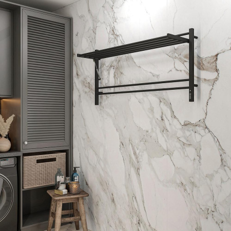 Полотенцесушитель электрический с полкой Terminus Горизонт П8 120х60 КС, черный муар