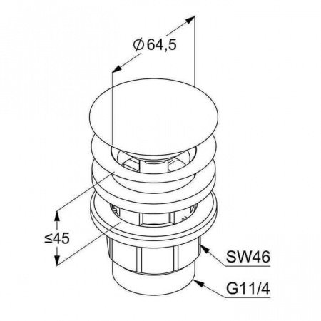 Донный клапан click-clack Kludi 1042639-00 черный матовый