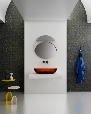 Раковина накладная 60см ABBER Kristall AT2801Opal коричневый