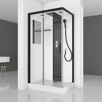 Душевая кабина Black&White G8800 110x80x225 профиль черный матовый, стекло прозрачное