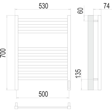 Полотенцесушитель электрический Terminus Ното П9 50х70