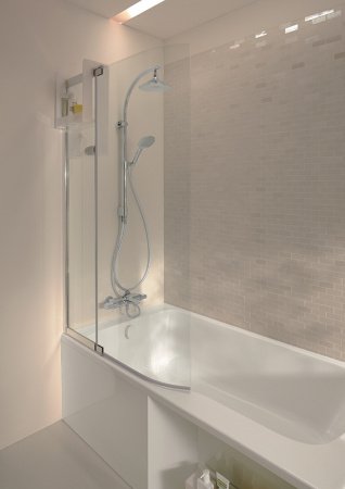 Шторка на ванну Jacob Delafon Bain Douche Malice 95x150 Хром стекло прозрачное