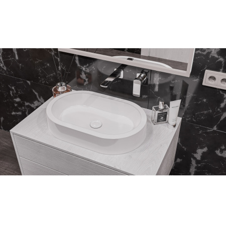 Умывальник WHITECROSS Malachite A 55x35 (белый глянец) иск. камень